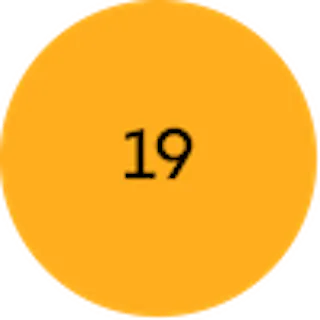 Orange circle with the number 19 in the center.