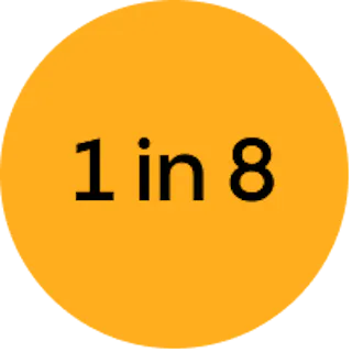 Orange circle with the text 