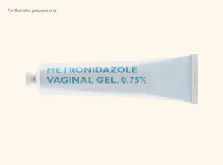 Tube of Metronidazole Vaginal Gel, 0.75%, against a beige background, offering relief from discomfort associated with symptoms often mistaken for a UTI.