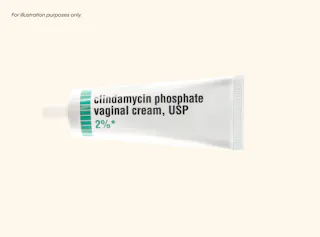 Tube of clindamycin phosphate vaginal cream, USP 2%, set against a plain background—an essential in managing bacterial concerns that can often coincide with conditions like UTIs.