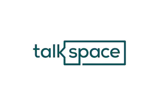 Talkspace logo with green text and a speech bubble outline.