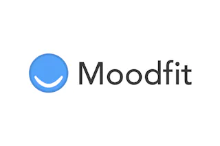 Moodfit logo with a blue circle and a white, stylized smile next to the word 
