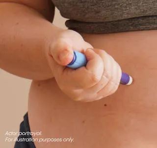 Person portraying an injectable a GLP1 medication
