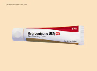 Hydroquinone USP, 4% tube against yellow background